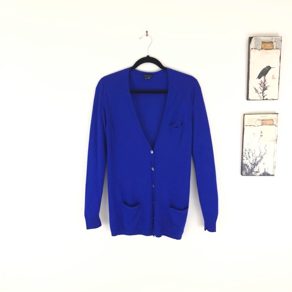 Theory Sweaters - THEORY Fine Merino Wool Cardigan Cobalt Blue S